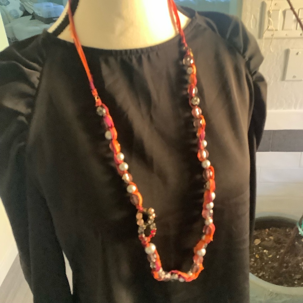 Loft Elegant ribbon embellished Beaded Necklace